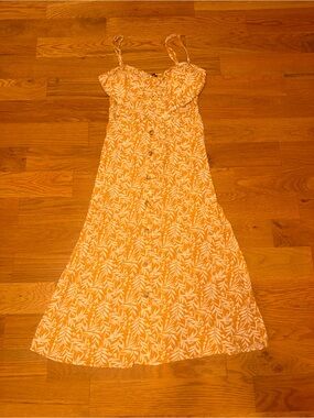 As U Wish Yellow Leaf-Print Maxi Dress